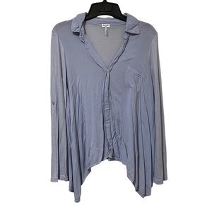 Splendid Light Blue Collared Flowy Top